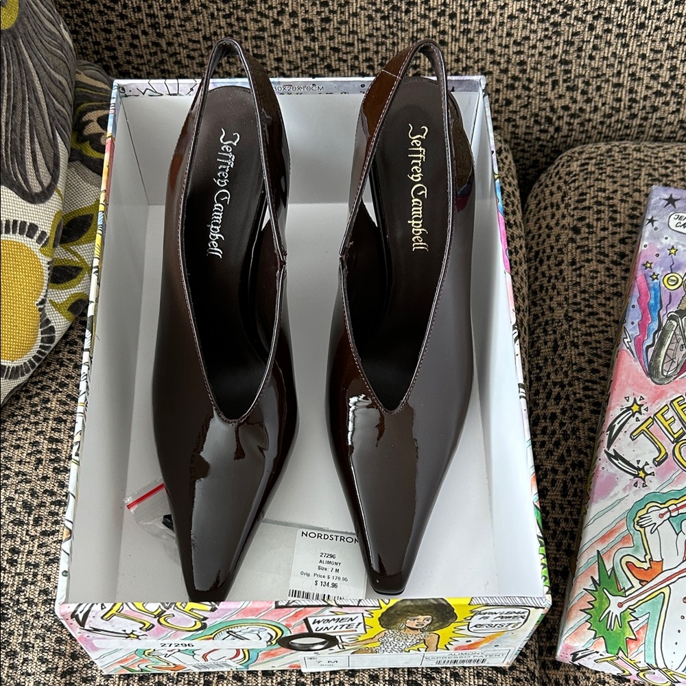 Jeffrey Campbell Dark Brown Patent Heels
